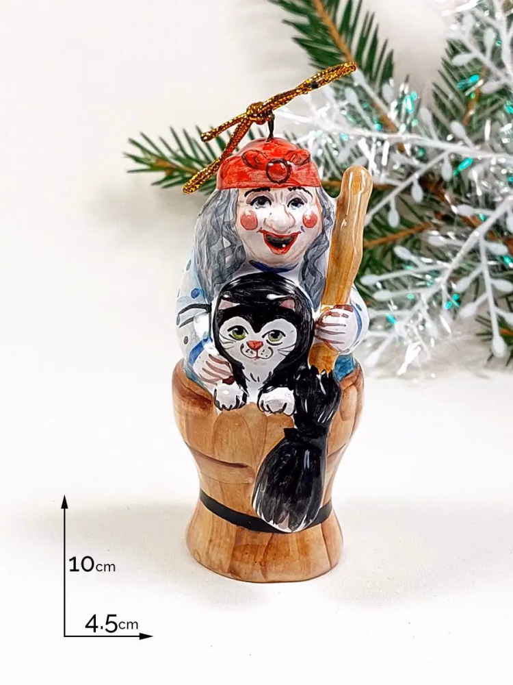 Елочная игрушка, статуэтка Баба Яга. Ручная роспись.