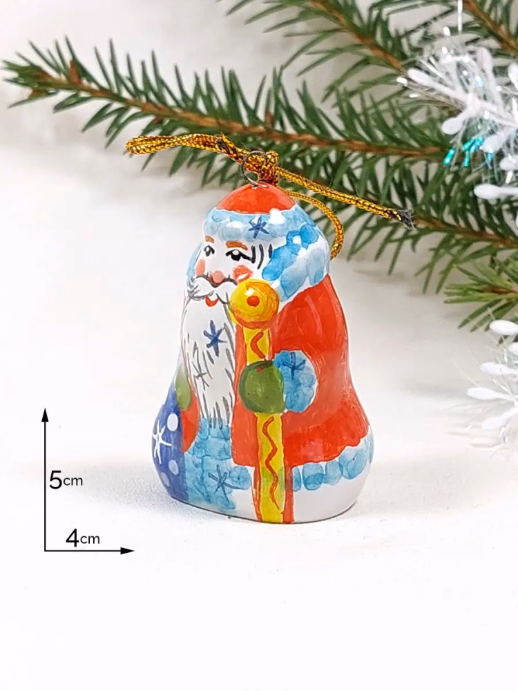 Елочная игрушка Дед Мороз майолика, ручная роспись