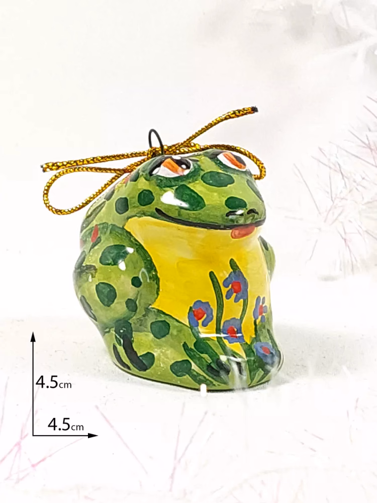 Елочная игрушка майолика Лягушка, ручная роспись