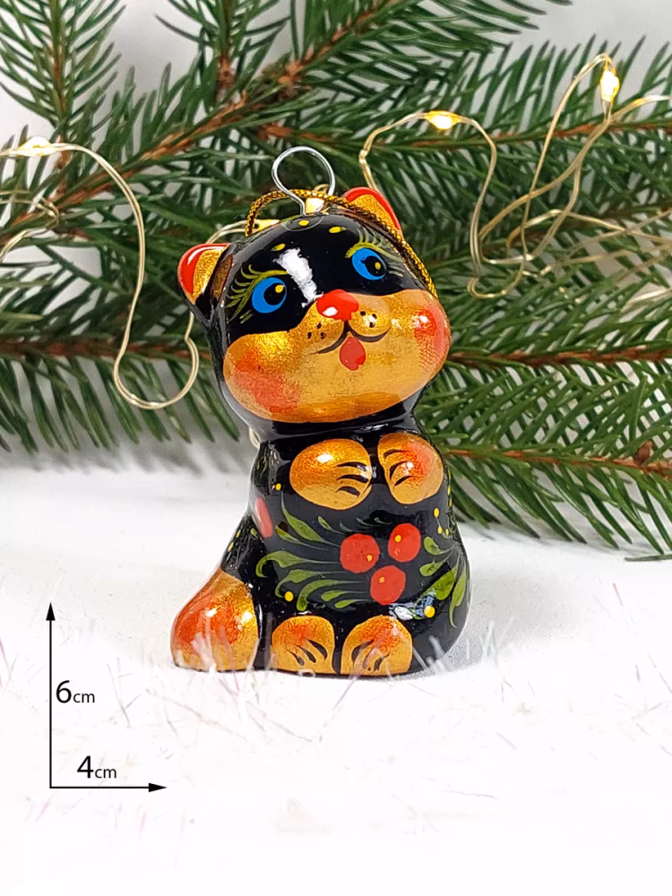 Фарфоровая елочная игрушка Котенок
