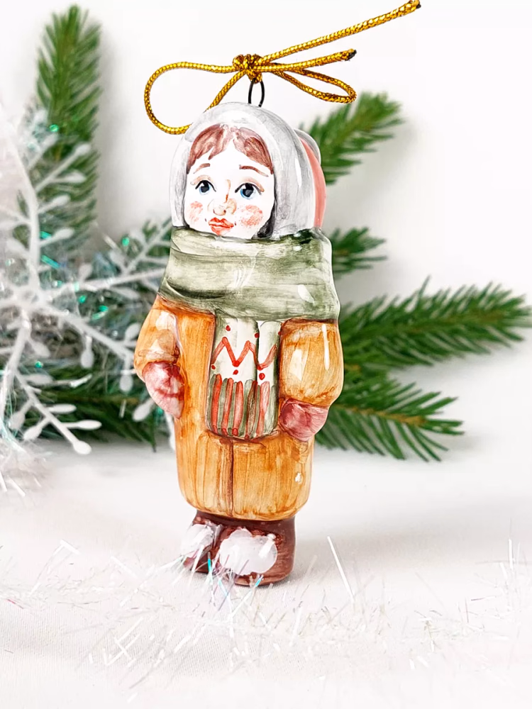 Елочная игрушка керамика. Дети СССР. Майолика