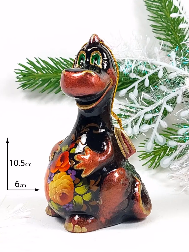 Елочная игрушка Дракон. Фарфор, ручная роспись