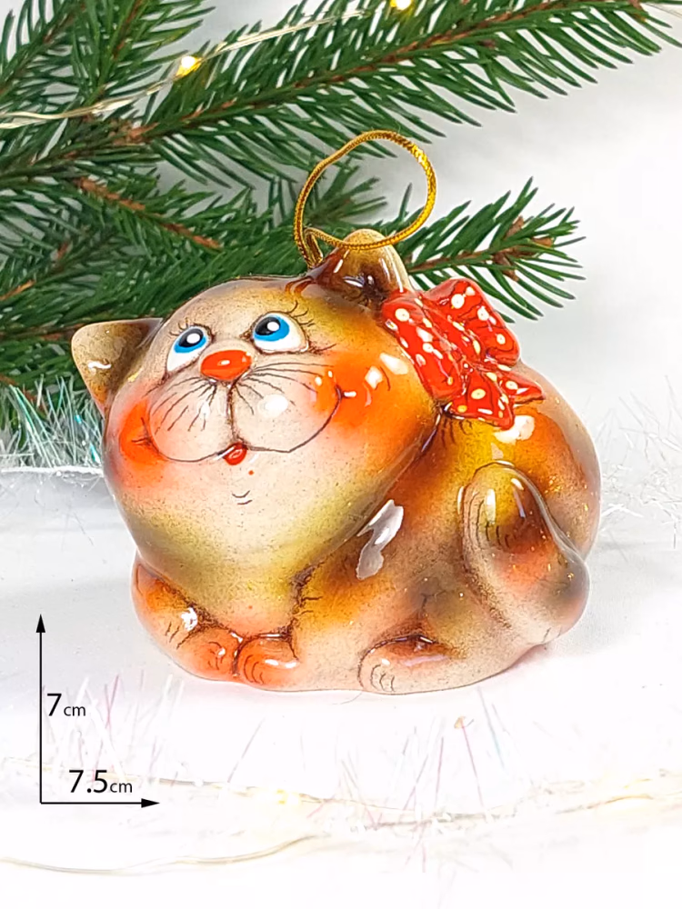 Елочная игрушка фарфор Котенок. Колокол Котик