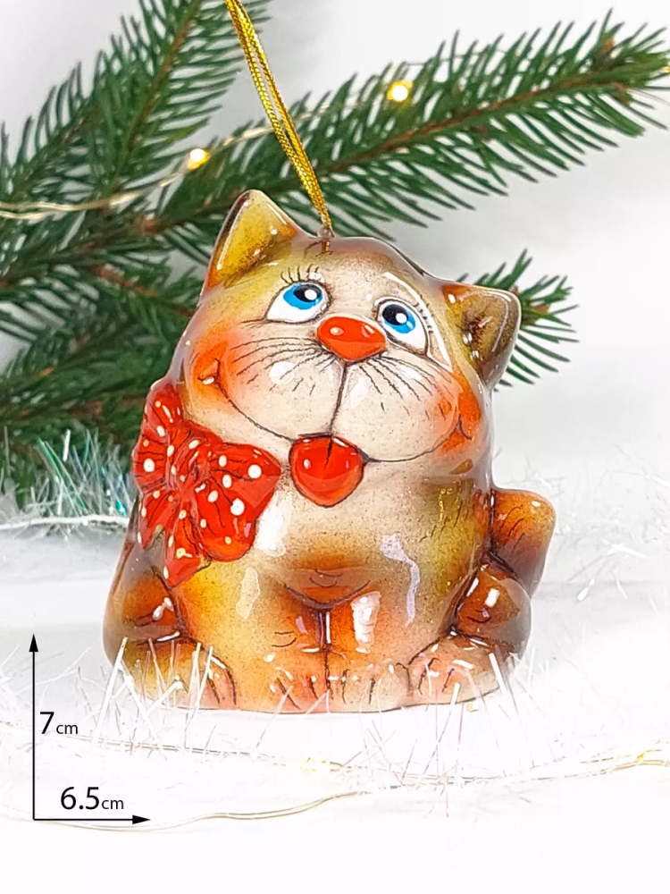 Елочная игрушка фарфор Котенок. Колокол Котик