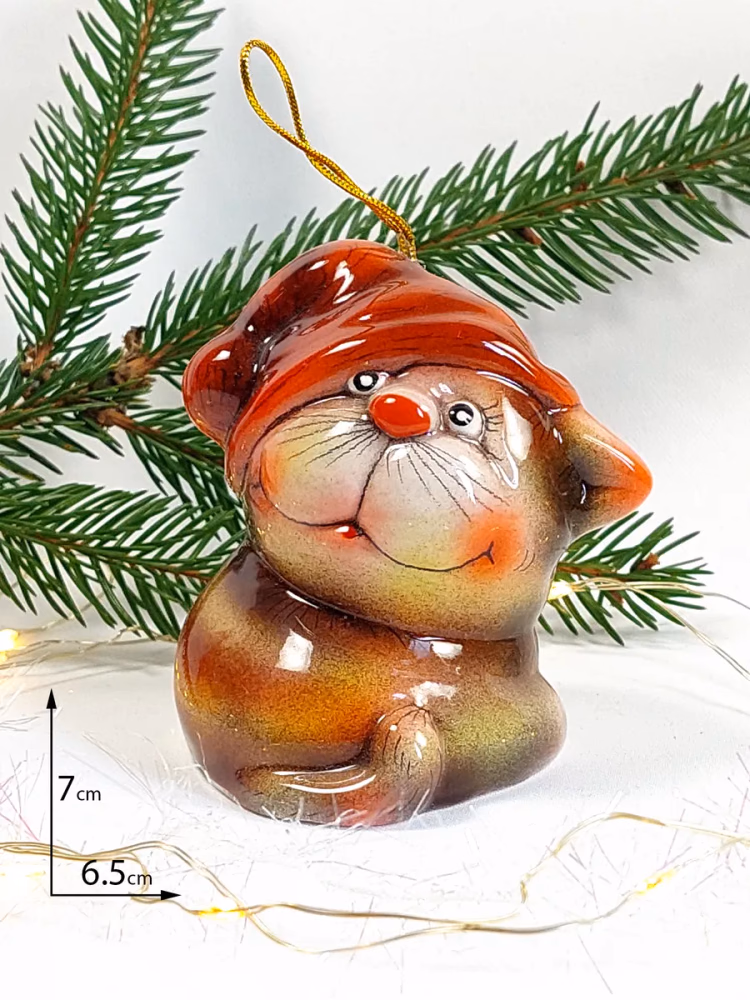 Елочная игрушка фарфор Котенок. Колокол Котик