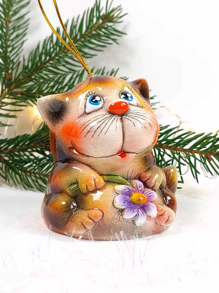 Елочная игрушка фарфор Котенок. Колокол Котик