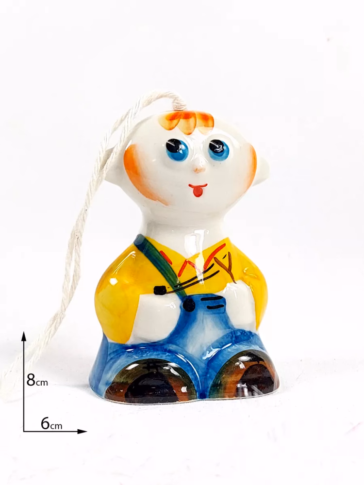 Колокольчик, украшение на елку Мальчик, фарфор