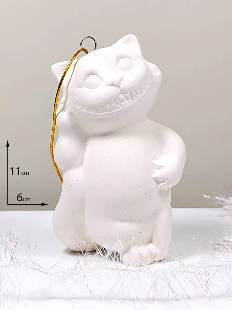 Чеширский кот фарфоровый для росписи. Елочная игрушка.