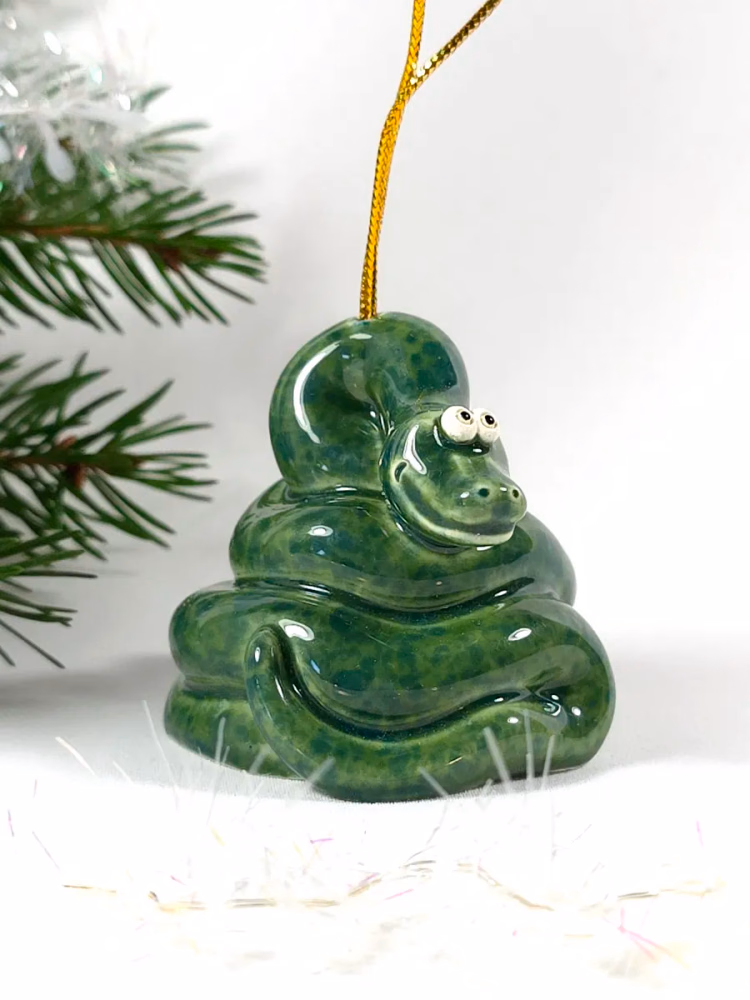 Ёлочная игрушка «Змея», фарфор