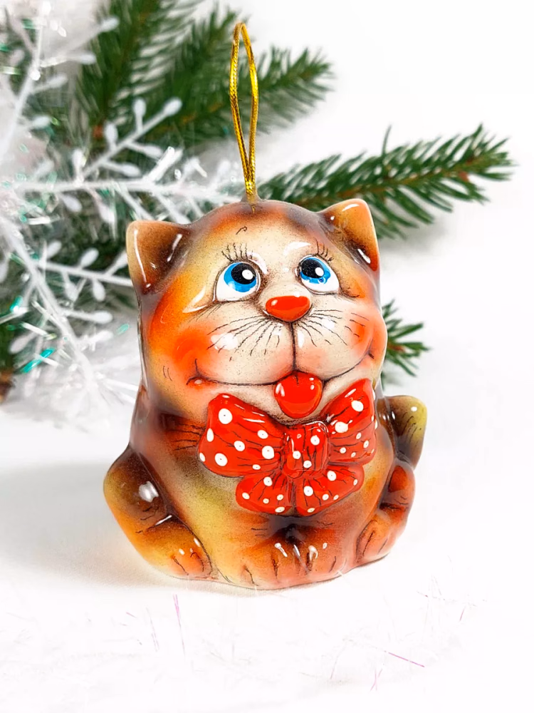 Елочная игрушка фарфор Котенок. Колокол Котик