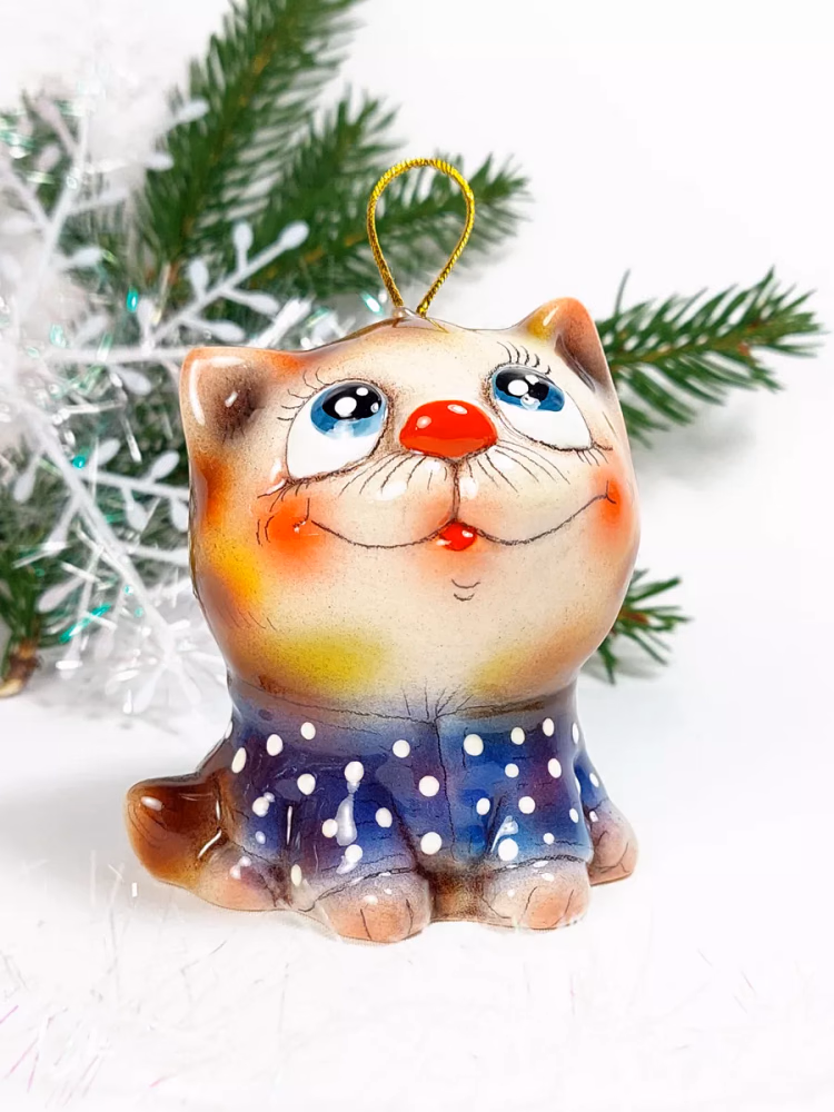 Елочная игрушка фарфор Котенок. Колокол Котик