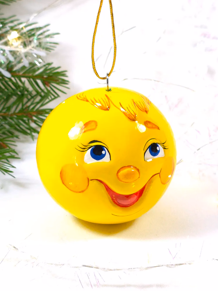 Елочная игрушка фарфоровая Колобок