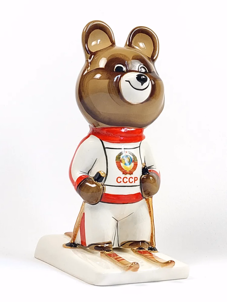 Мишка олимпийский Лыжник фарфоровый СССР