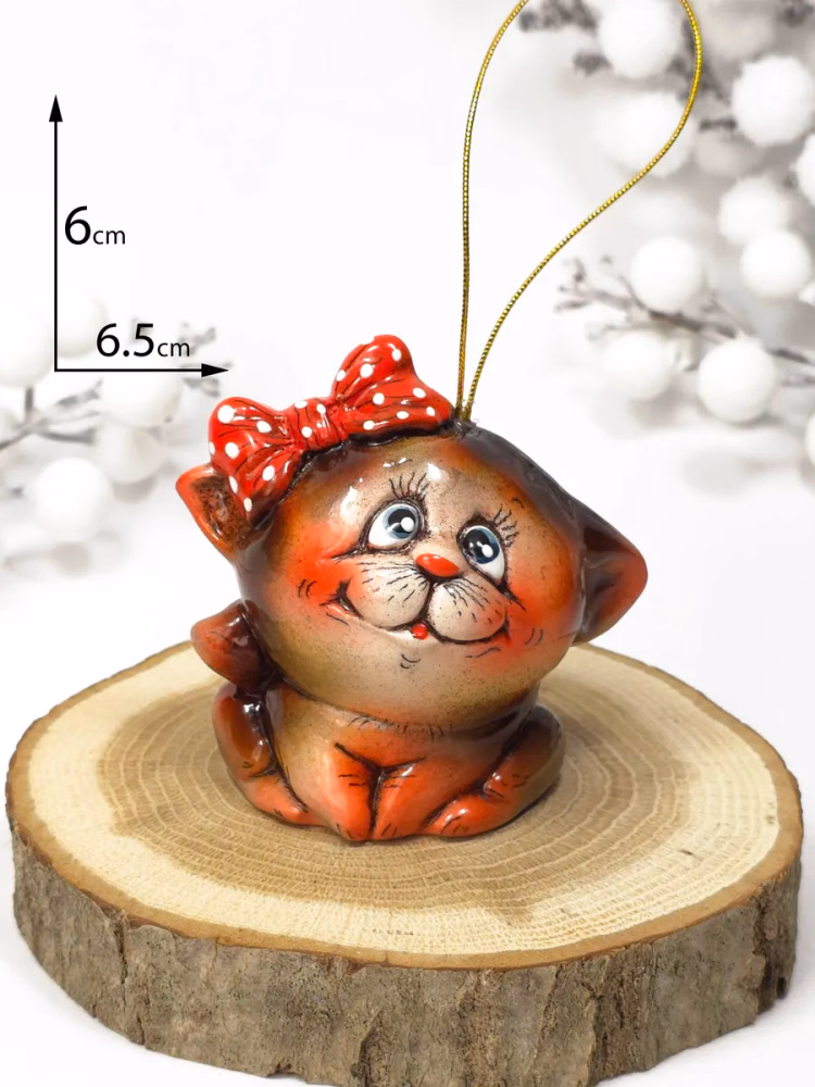 Колокольчик Котик фарфор, украшение на елку