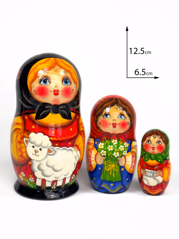 Матрешка 3 места с козочкой