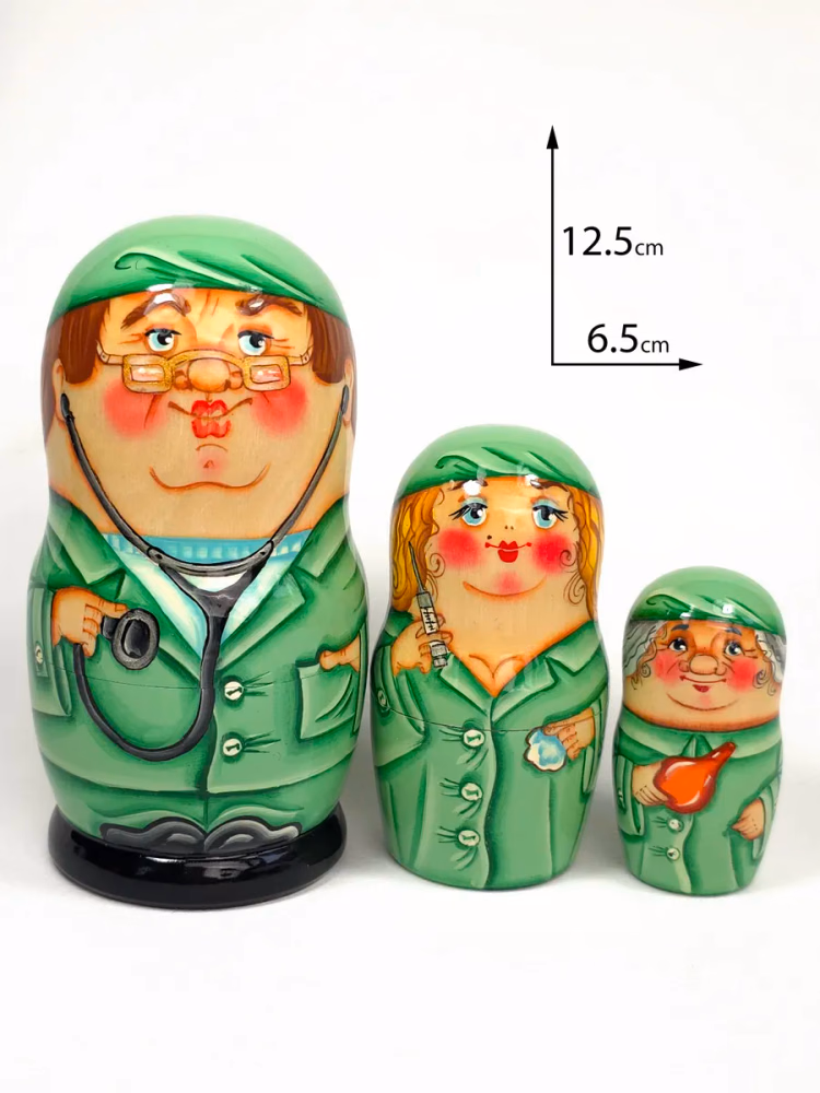 Матрешка ручная роспись 3 места Доктора